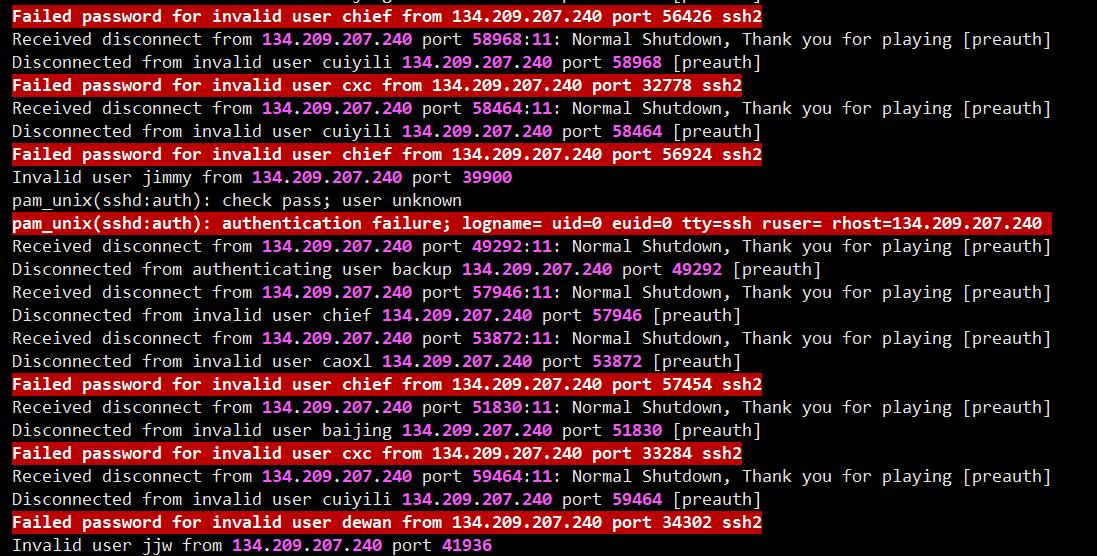 不同用户名的尝试登录