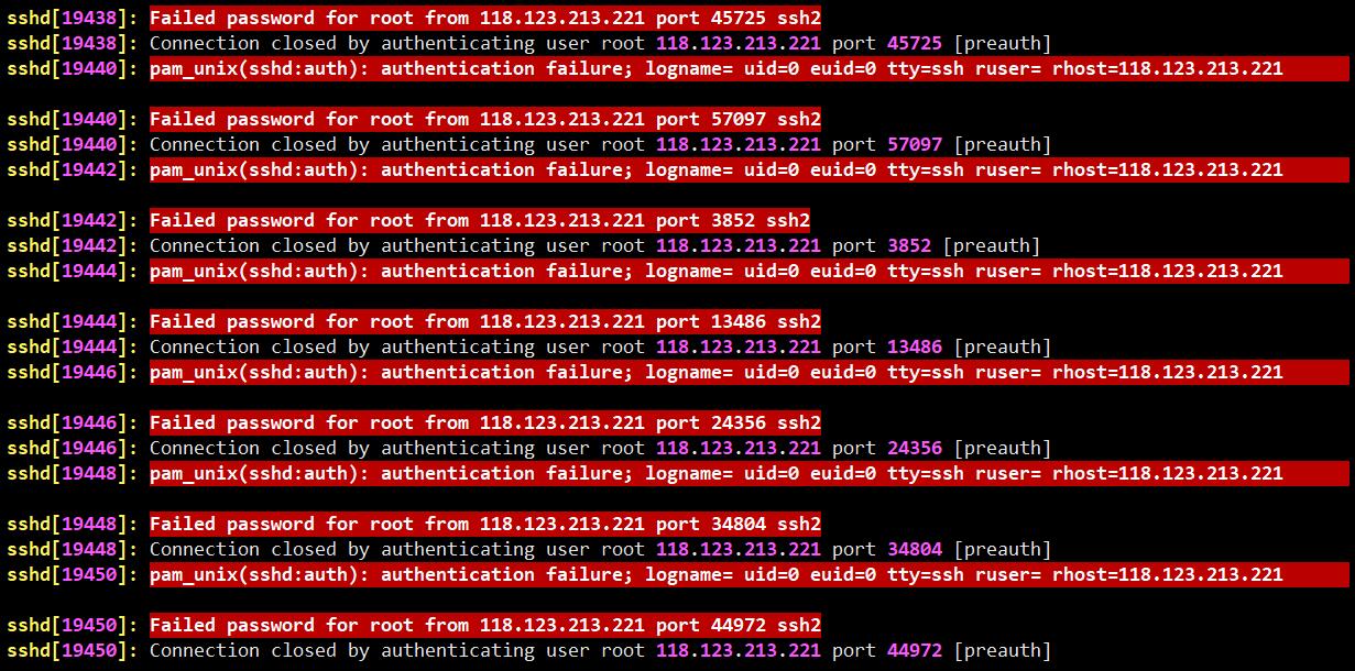 root用户名尝试登录